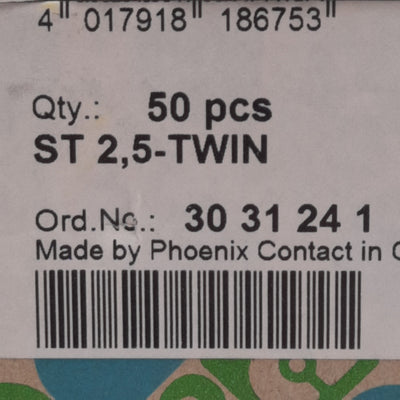 New Lot of 50 Phoenix Contact 3031241 Feed-Through Terminal Block, 5.2mm, 800V 24A
