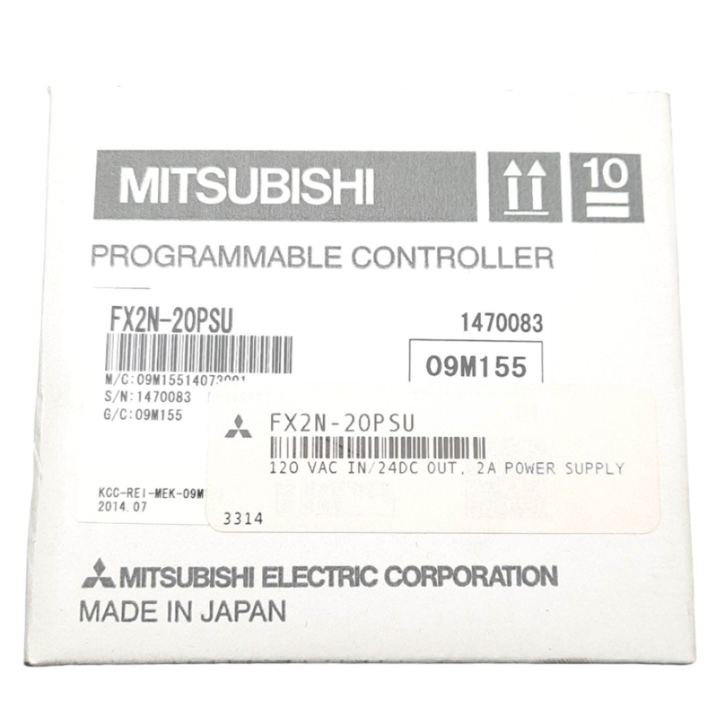 New Mitsubishi FX2N-20PSU PLC Power Supply, 100-240 VAC In, 24DC Out, 2A, DIN Rail