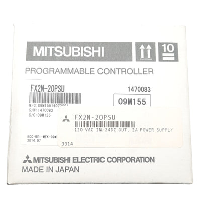 New Mitsubishi FX2N-20PSU PLC Power Supply, 100-240 VAC In, 24DC Out, 2A, DIN Rail