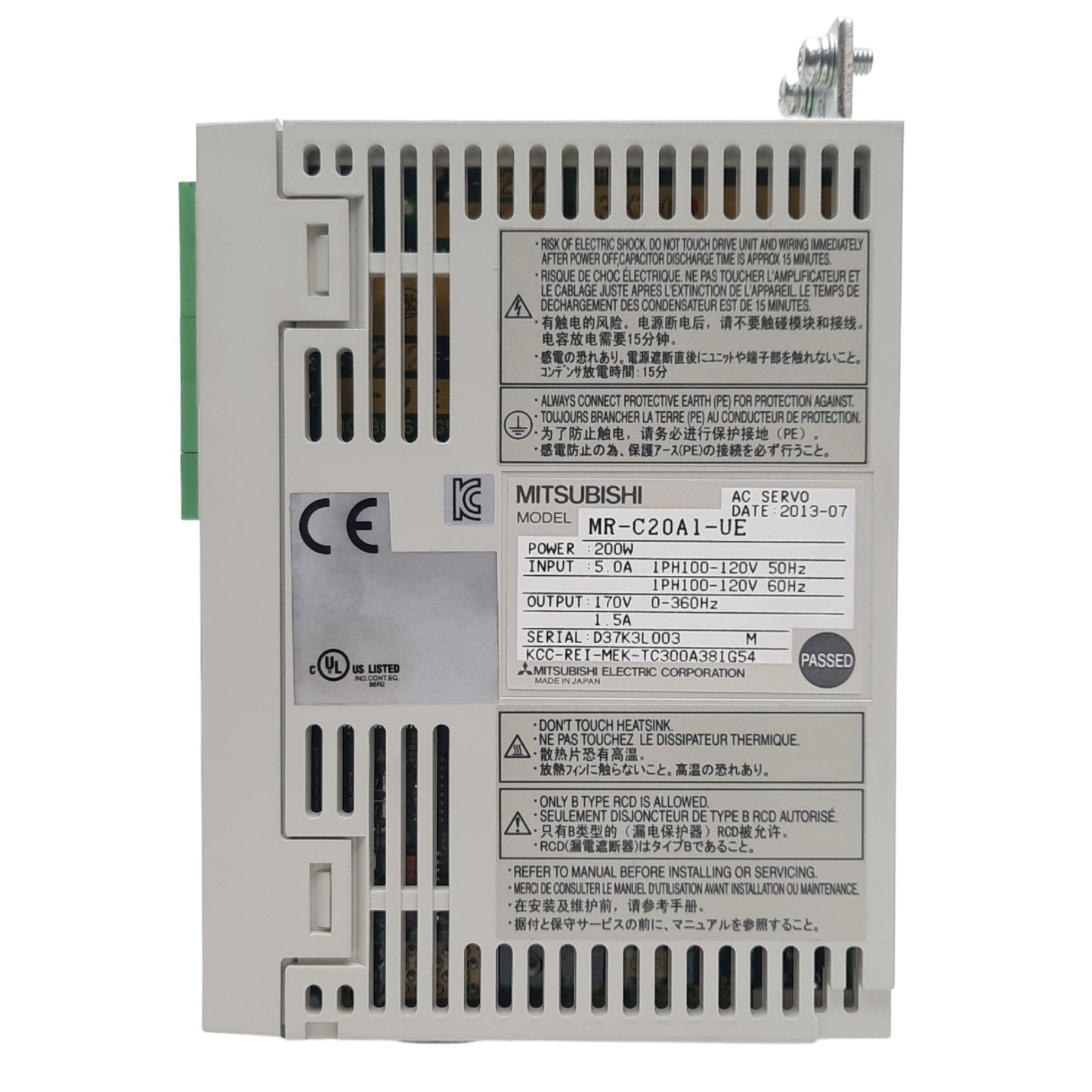 New Mitsubishi MR-C20A1-UE Servo Amplifier, 100-120 VAC 1-Phase Input, 200W Output