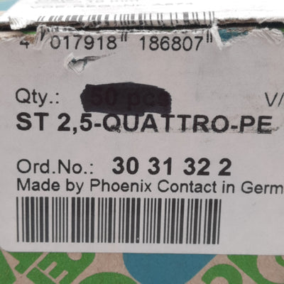New Lot of 15 Phoenix Contact 3031322 Ground Terminal Block, 4-Pos, 5.2mm, DIN Rail
