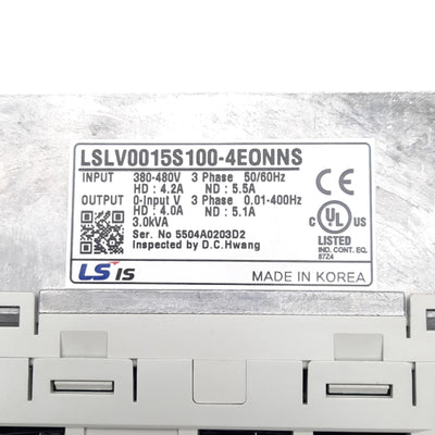 New LS Electric LSLV0015S100-4EONNS Inverter, 380-480 VAC Input, 0-480 VAC Output