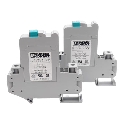 New Lot of 2 Phoenix Contact 0916603 Breaker Terminal Block, 240VAC/28VDC 0.5A