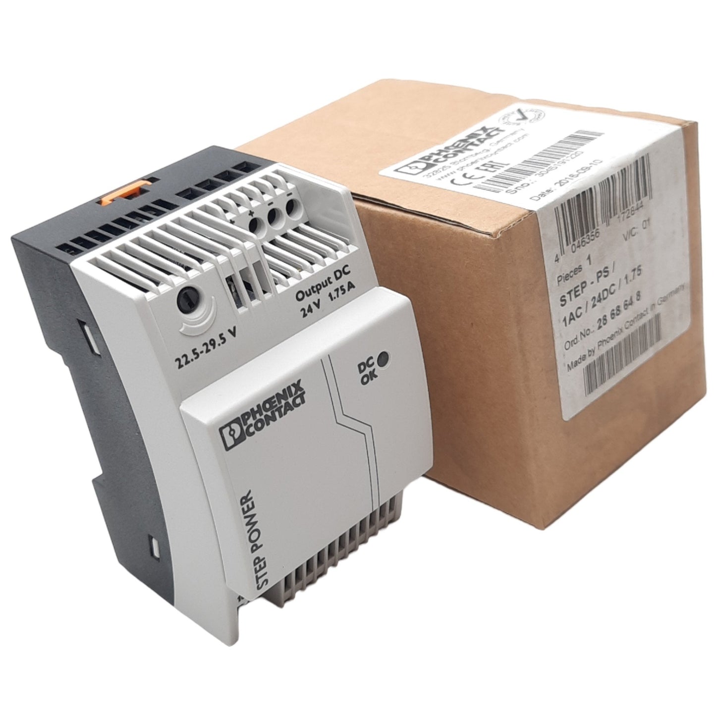 New Phoenix Contact STEP-PS/1AC/24DC/1.75 2868648 PSU, 100-240VAC In, 24VDC Out, 42W