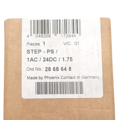 New Phoenix Contact STEP-PS/1AC/24DC/1.75 2868648 PSU, 100-240VAC In, 24VDC Out, 42W