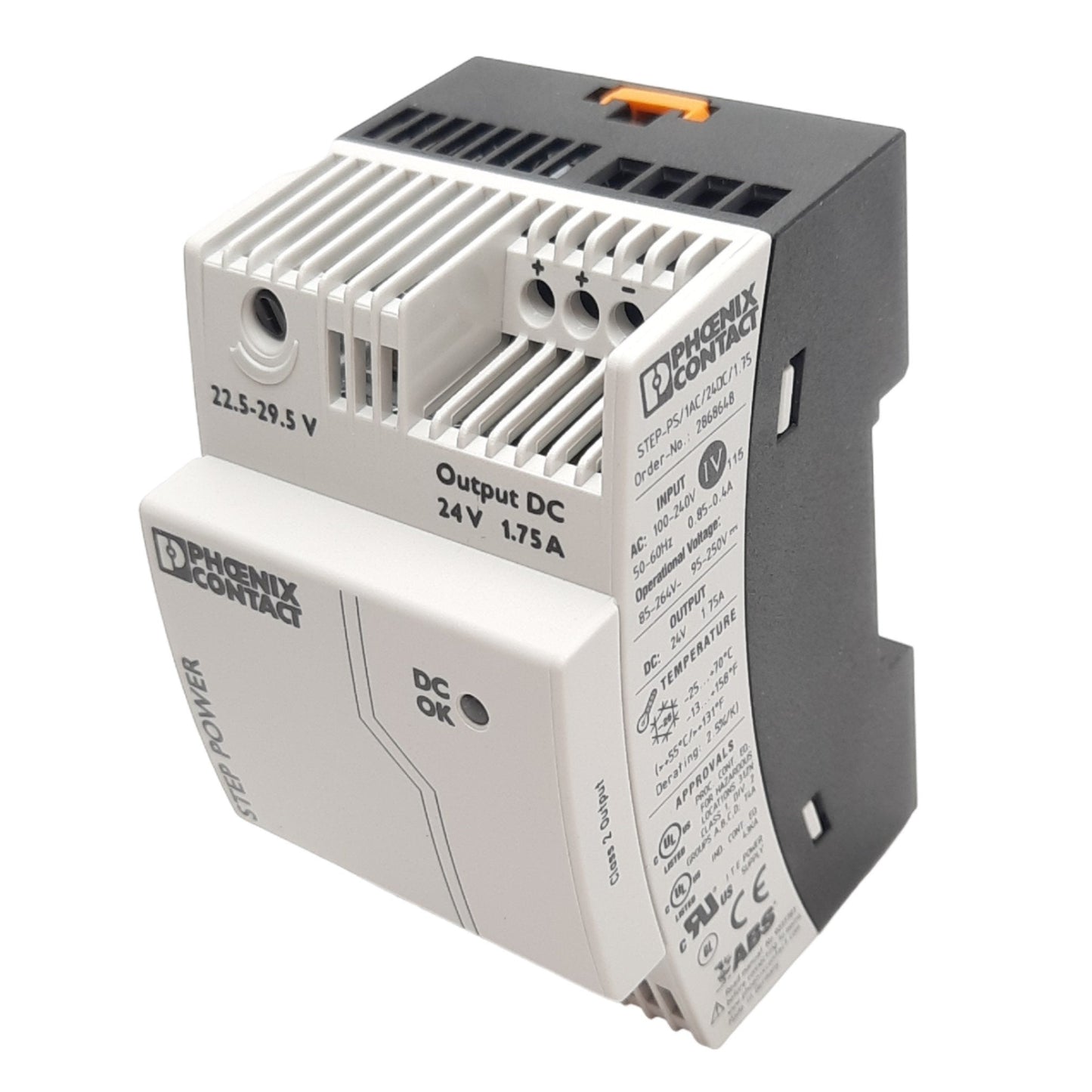New Phoenix Contact STEP-PS/1AC/24DC/1.75 2868648 PSU, 100-240VAC In, 24VDC Out, 42W