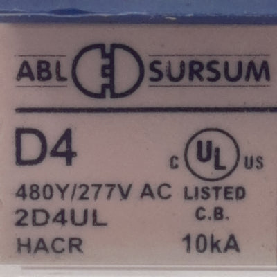 New – Open box Altech 2D4UL Circuit Breaker, 480Y/277VAC 4A, 2-Pole, D-Curve, DIN Rail