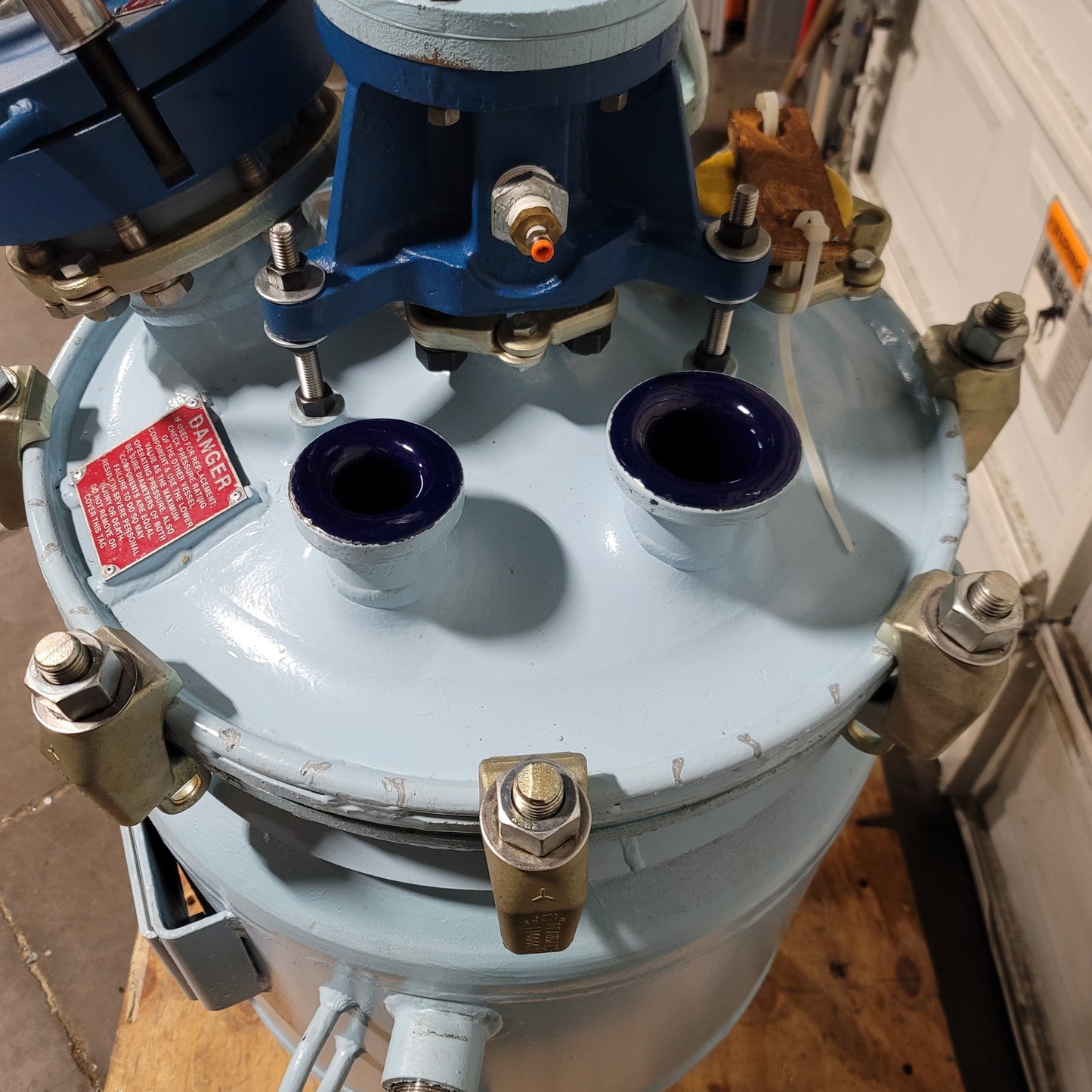 Used Pfaudler 30 Gallon Glass Lined Jacketed Reactor With Mixer, 150psi/FV @ 450°F