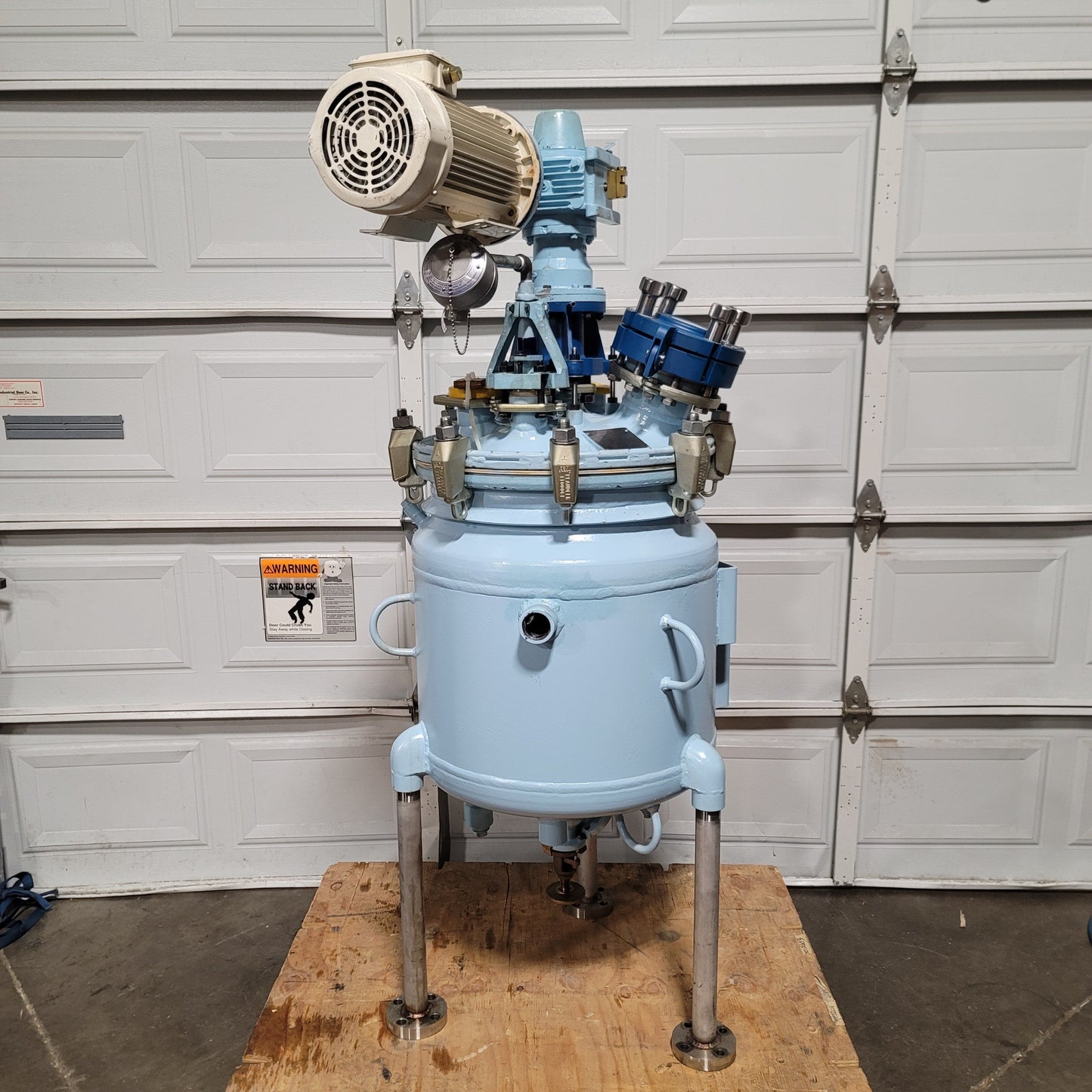 Used Pfaudler 30 Gallon Glass Lined Jacketed Reactor With Mixer, 150psi/FV @ 450°F