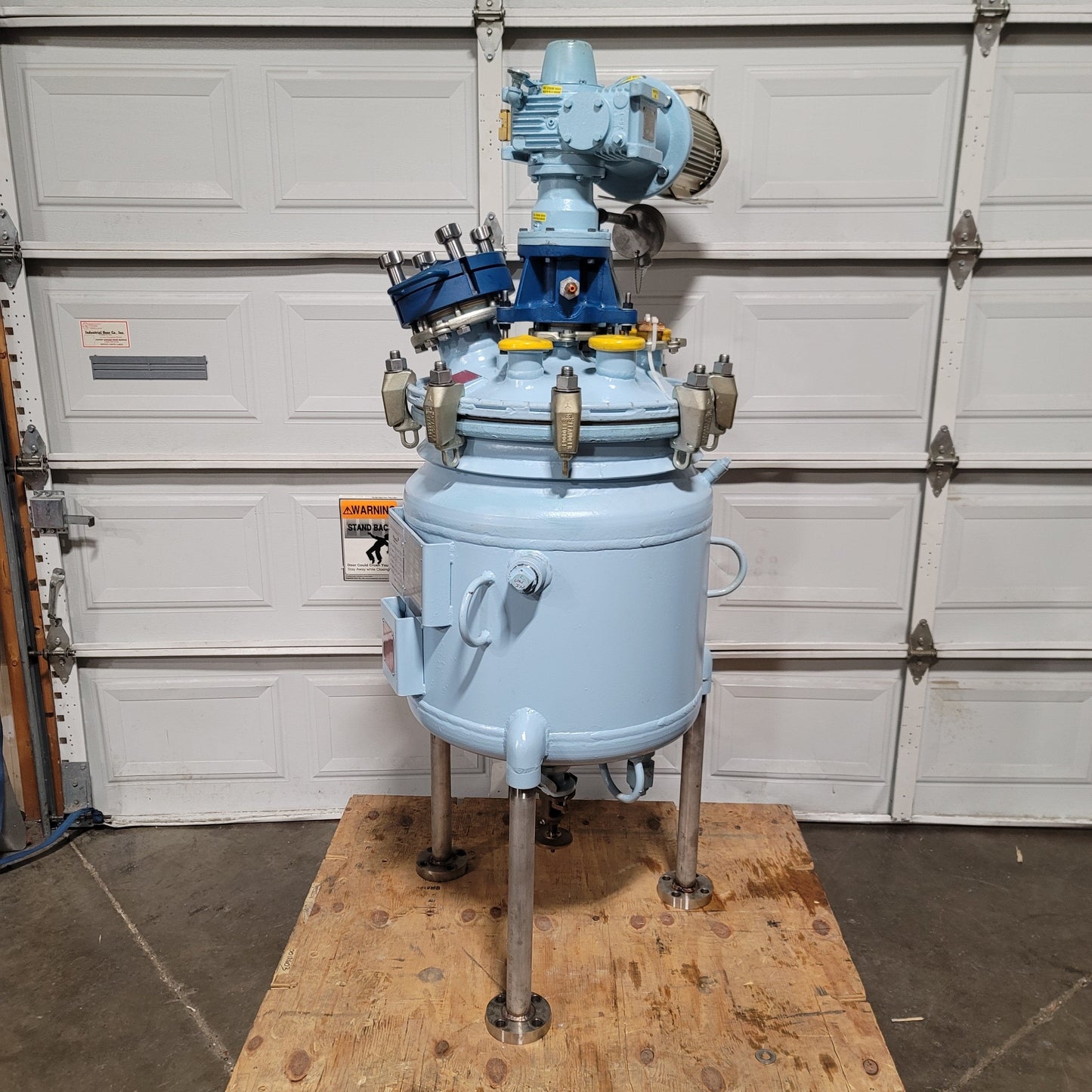 Used Pfaudler 30 Gallon Glass Lined Jacketed Reactor With Mixer, 150psi/FV @ 450°F