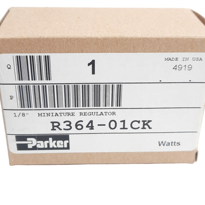 New Parker R364-01CK Watts Pneumatic Regulator, 300Psi In / 0-125Psi Set, 1/8in NPT