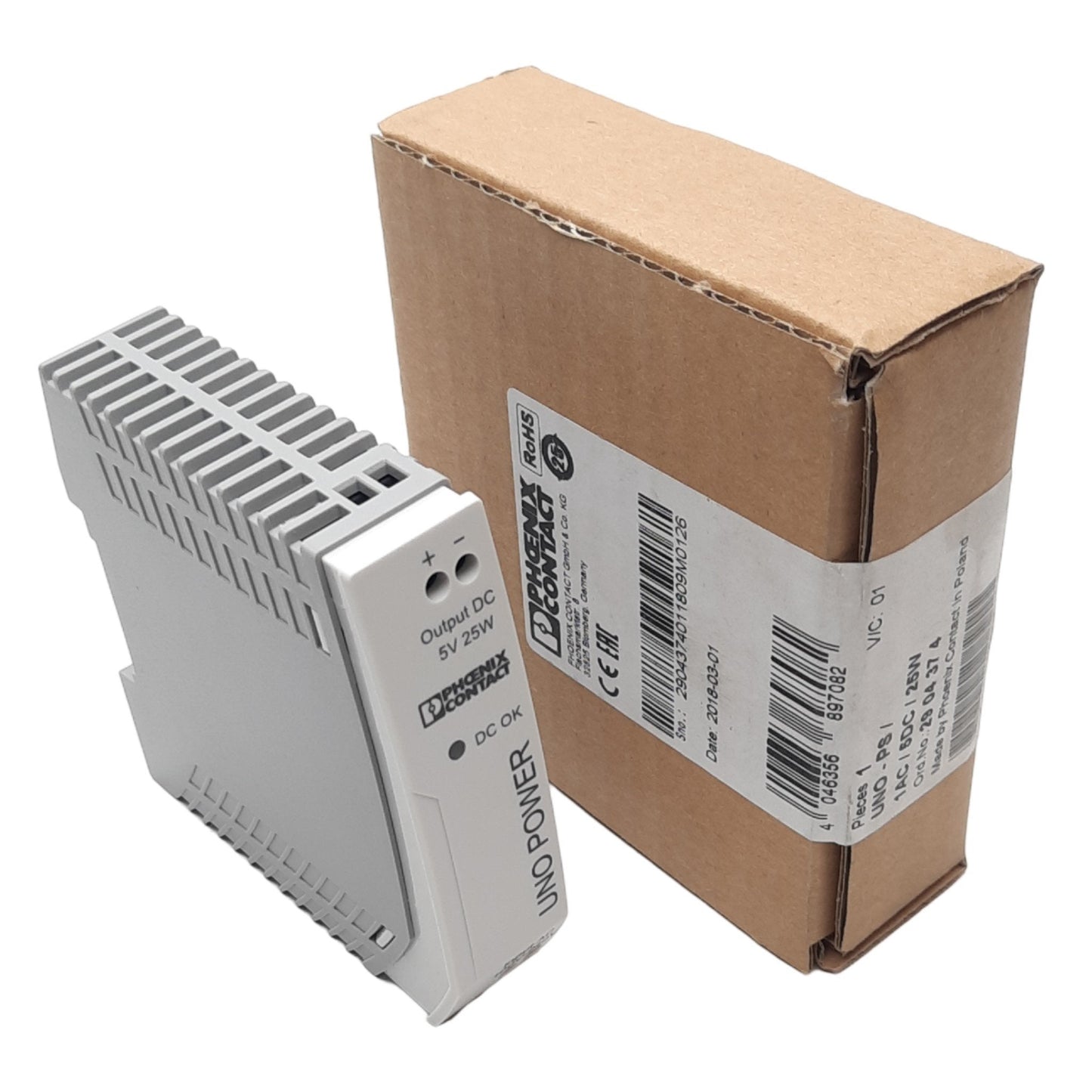 New Phoenix Contact UNO-PS/1AC/5DC/25W 2904374 PSU, 100-240 VAC In, 5 VDC Out, 25W