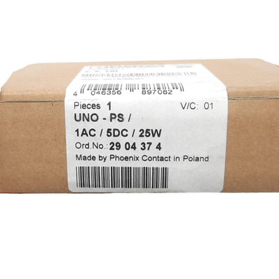New Phoenix Contact UNO-PS/1AC/5DC/25W 2904374 PSU, 100-240 VAC In, 5 VDC Out, 25W
