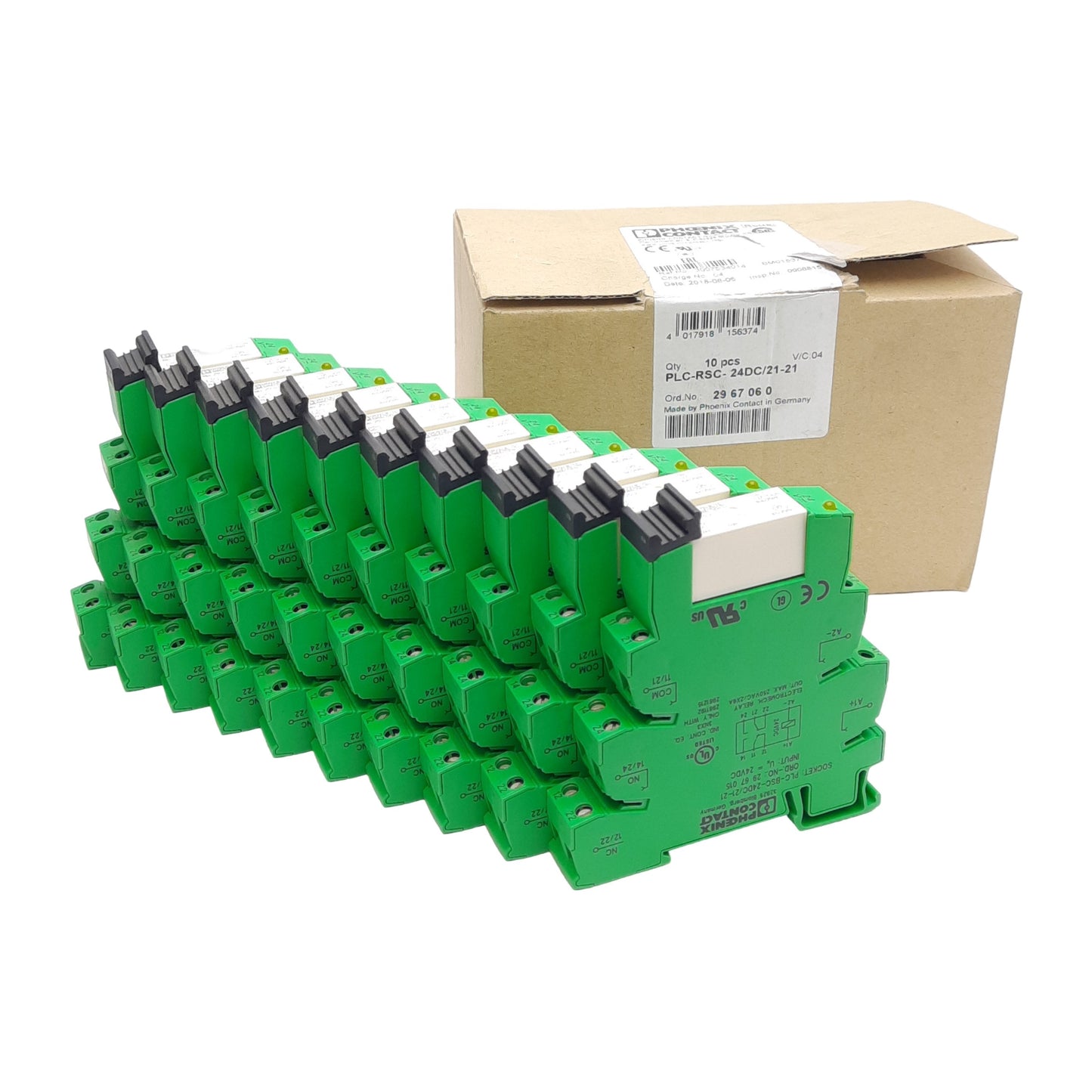New Lot of 10 Phoenix Contact 2967060 Relay Module, 6A 250VAC Contacts, 24VDC Coil