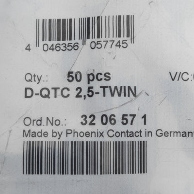 New Lot of 50 Phoenix Contact 3206571 Terminal Block End Cover, 82.5 x 31.6 x 2.2mm