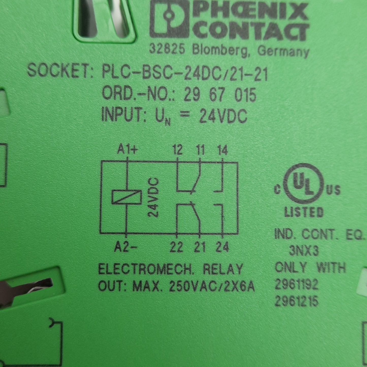 New – Open box Lot of 2 Phoenix Contact 2967060 Relay Module, 6A 250VAC Contacts, 24VDC Coil