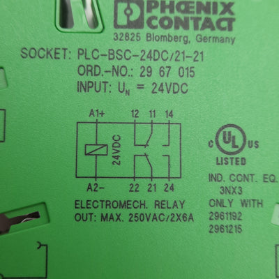 New – Open box Lot of 2 Phoenix Contact 2967060 Relay Module, 6A 250VAC Contacts, 24VDC Coil