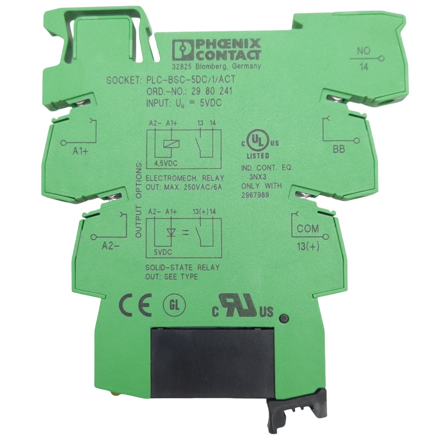 New – Open box Phoenix Contact 2980144 Relay Module, 6A 250VAC Contacts, 5VDC Coil, 1 N.O.