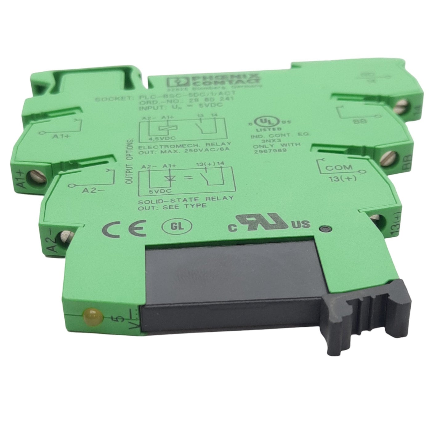 New – Open box Phoenix Contact 2980144 Relay Module, 6A 250VAC Contacts, 5VDC Coil, 1 N.O.