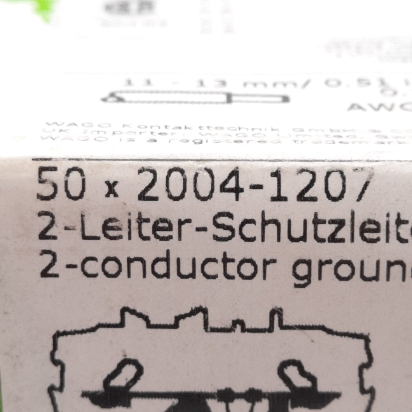 New Lot of 50 Wago 2004-1207 TOPJOBS Ground Terminal Block 2-Position 6.2mm DIN Rail