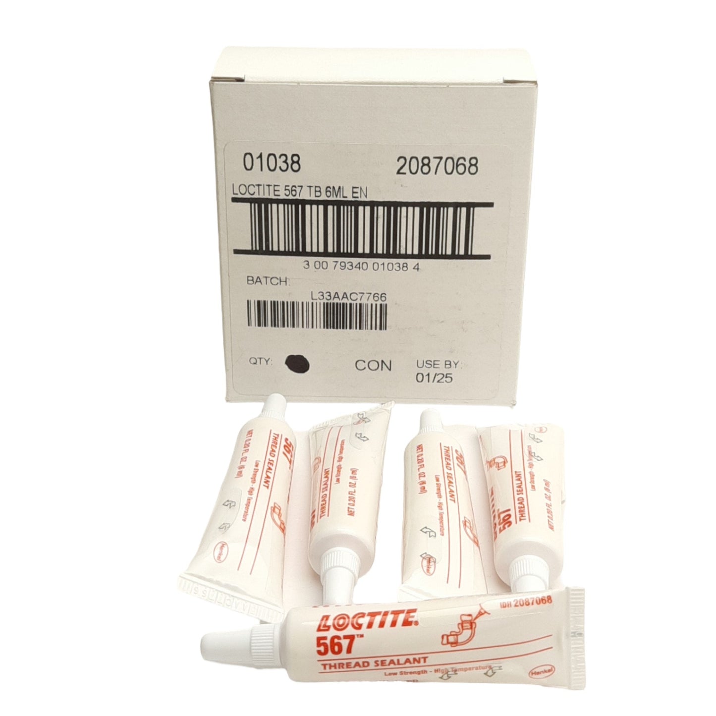 New – Open box Lot of 5 Loctite 2087068 567 Pipe Thread Sealant, 6ml Tubes, -65°F to 400°F