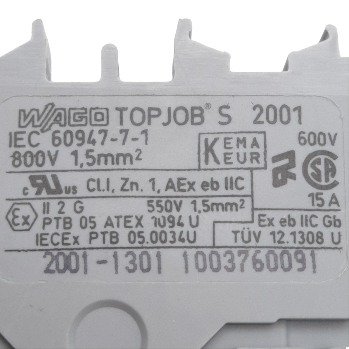 New – Open box Lot of 25 Wago 2001-1301 TOPJOB Feedthrough Terminal Block, 600V 15A, DIN Rail