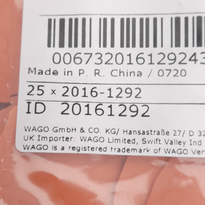 New Lot of 25 Wago 2016-1292 Terminal Block End/Intermediate Plate 69.4 x 33.5 x 1mm