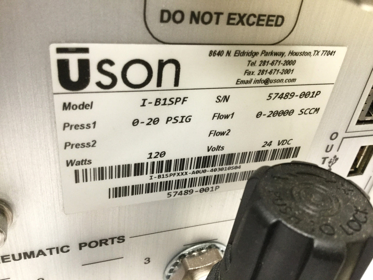 Used Uson I-B1SPF Sprint iQ Multi-Air Pressure Decay Leak Tester, 0-20psi, 24VDC