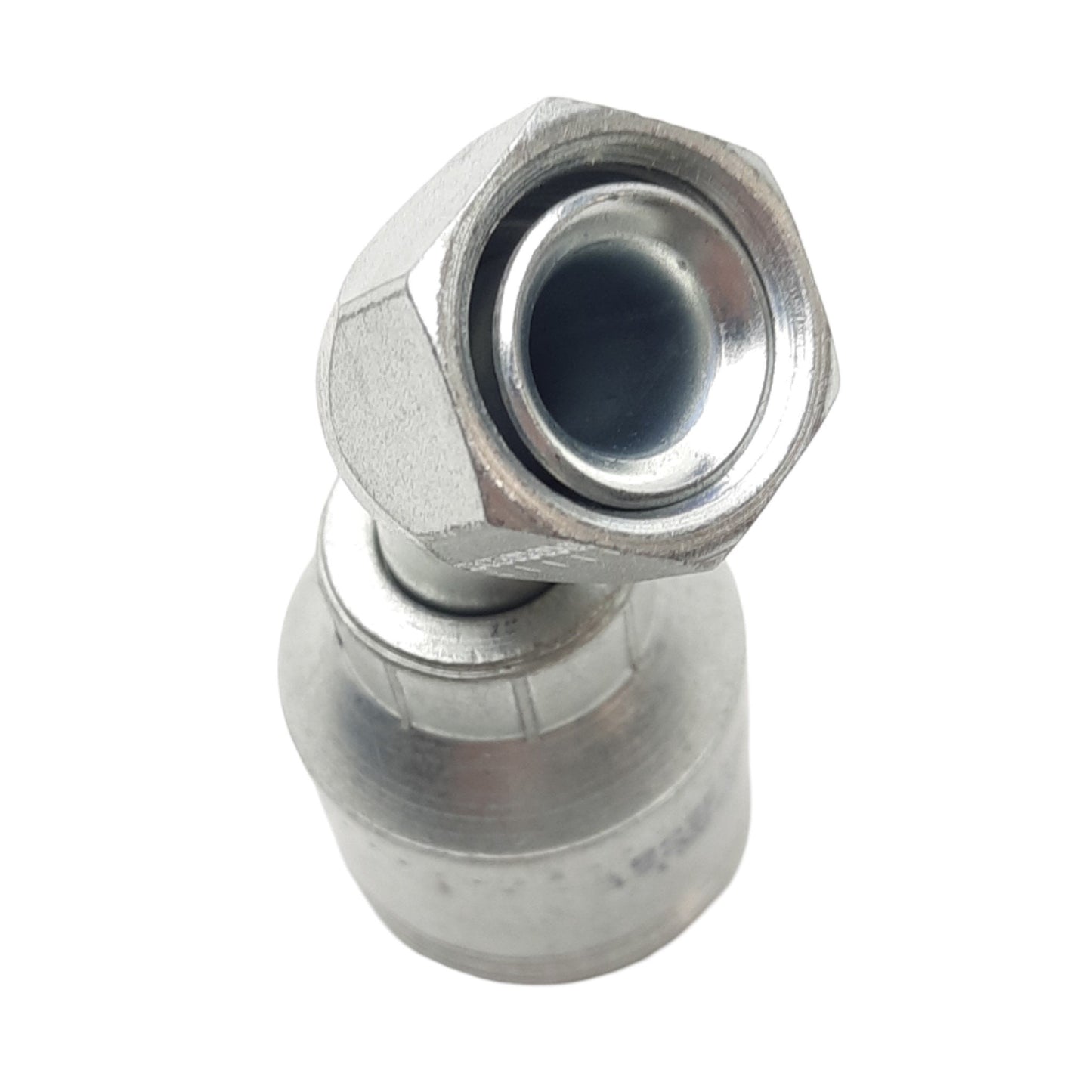 New – Open box Danfoss 4SA8FJA8 Crimp Hose Fitting, 45° Elbow, 37° Swivel, 3/4-16 UNF, 5300PSI