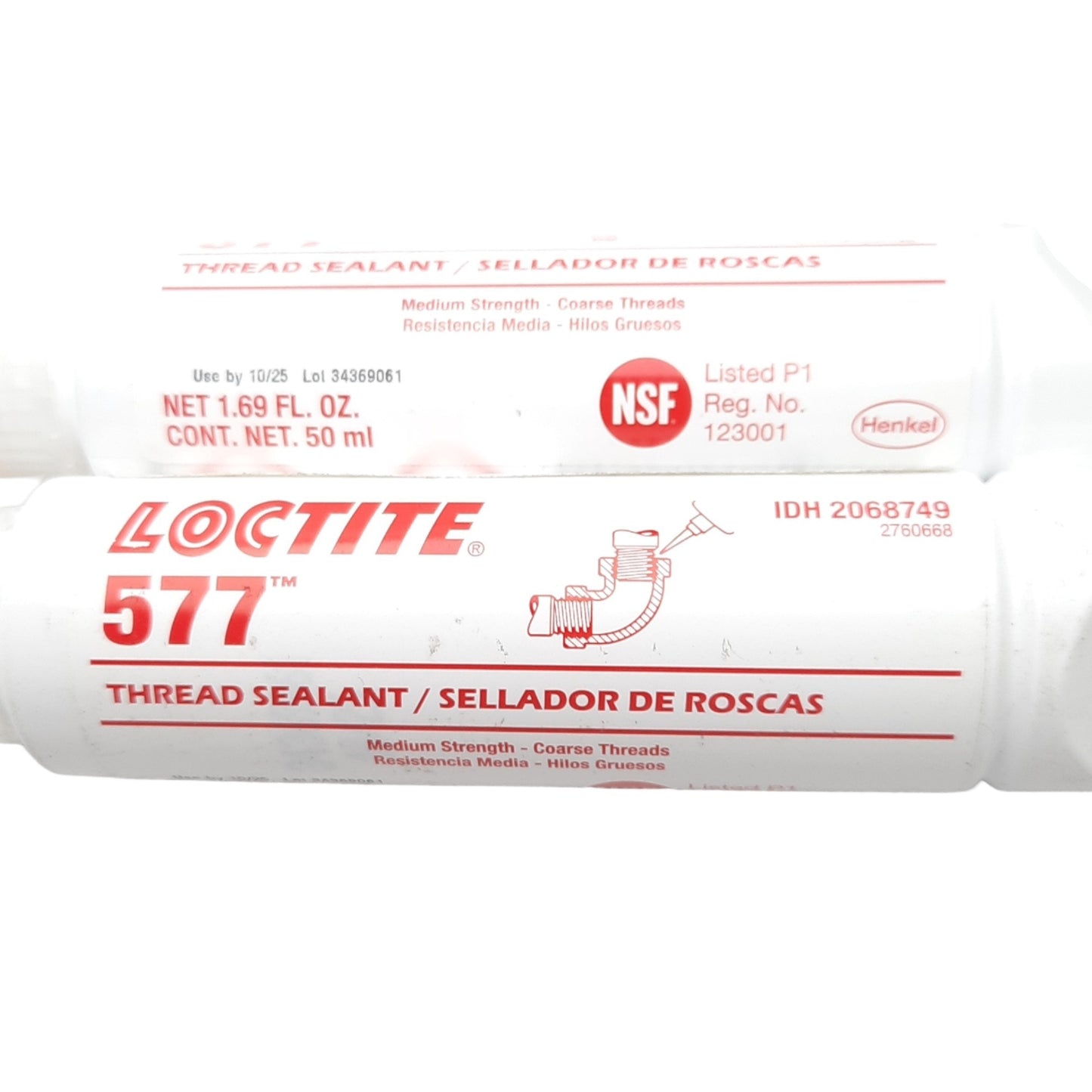 New – Open box Lot of 2 Loctite 2068749 577 Pipe Thread Sealant, 50ml Tubes, -65°F to 300°F