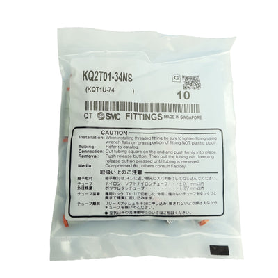 New Lot of 10 SMC KQ2T01-34NS Pneumatic Tee Fittings, 1/8in NPT M to 1/8in P2C Tube