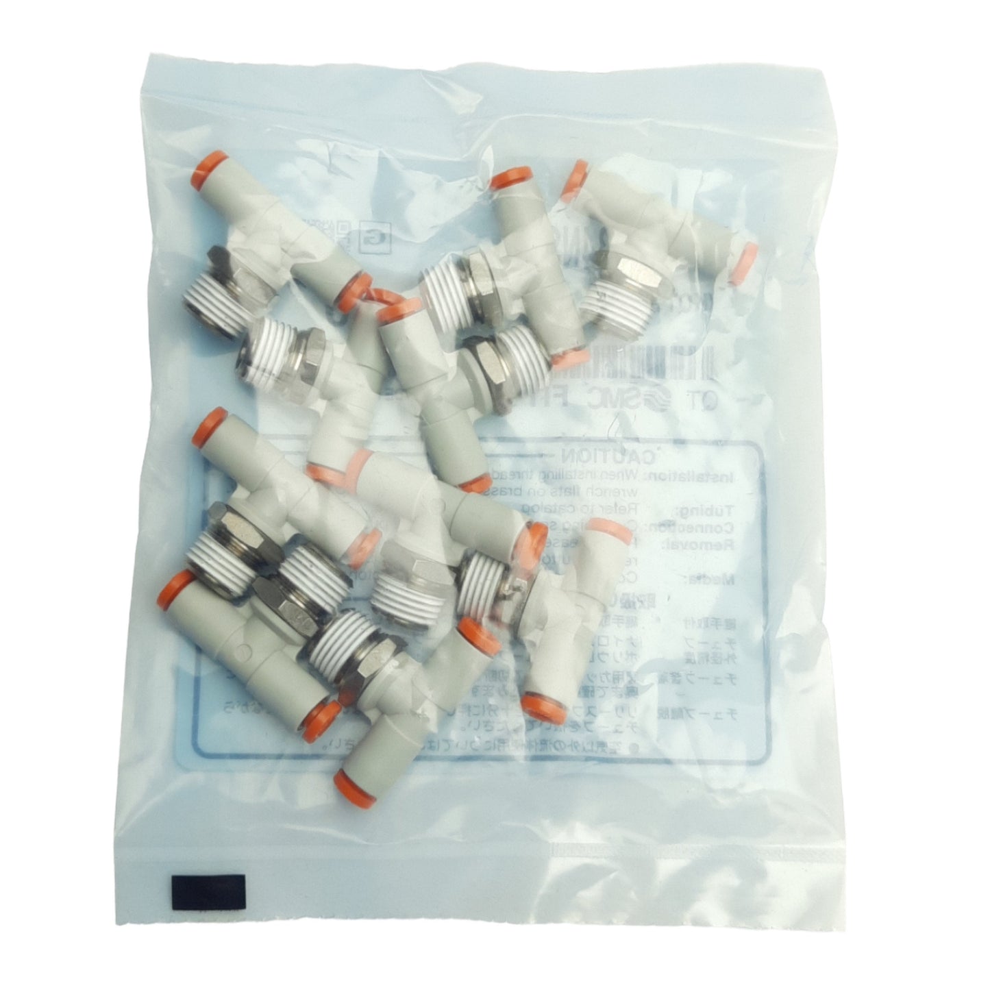 New Lot of 10 SMC KQ2T01-34NS Pneumatic Tee Fittings, 1/8in NPT M to 1/8in P2C Tube