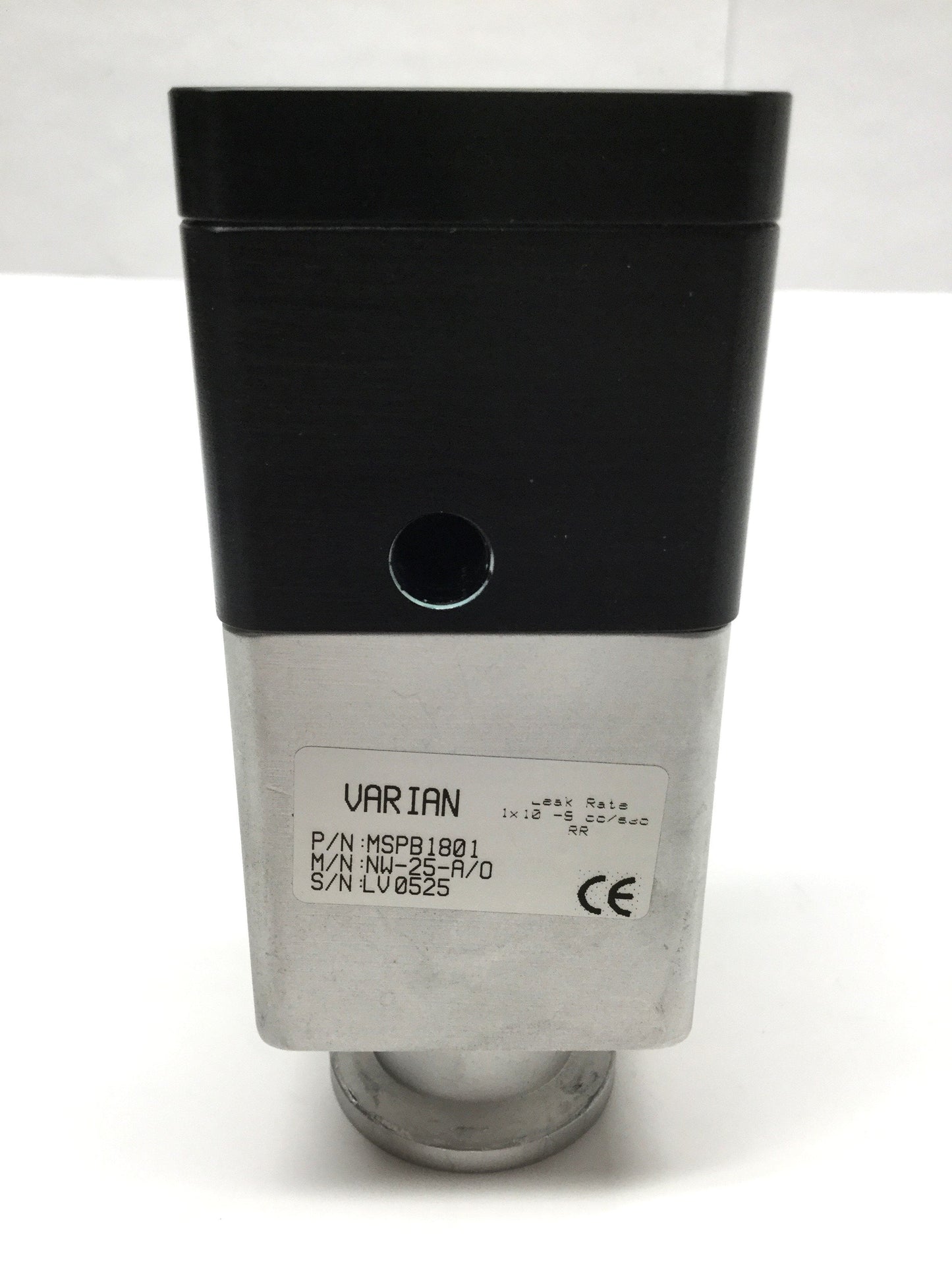 Used Varian NW-25-A/O Air-Operated Right-Angle Aluminum Block Valve, NC, Ø1" Flange