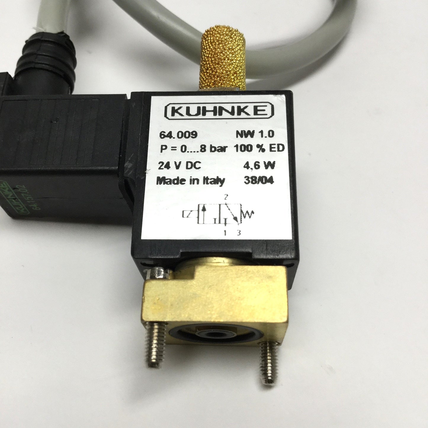 Used Kuhnke 64.009 Pneumatic Solenoid Valve, 3/2 Way NC, 24VDC, 0-8bar, NW 1.0