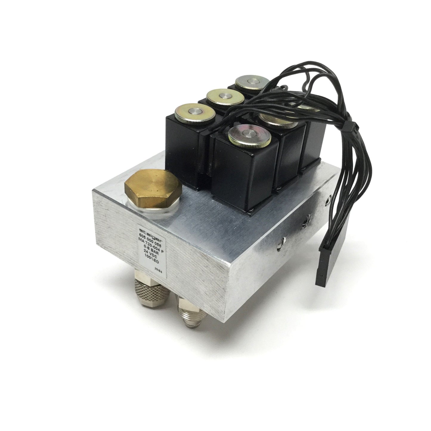 Used Staiger MA 720-004 6-Fold Manifold of Solenoid Valves, 2-Way NC, 24VDC, 0-8bar