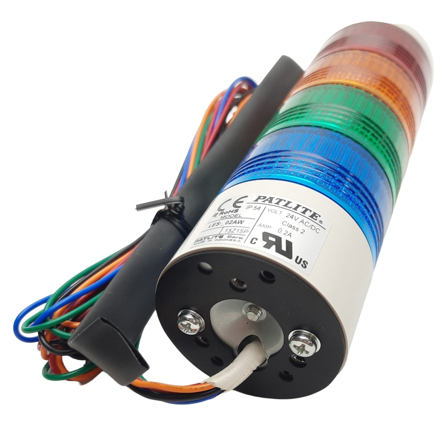 New Patlite LES-402AW-RYGB Light Tower, ø50mm, 24V AC/DC, Red Yellow Green Blue