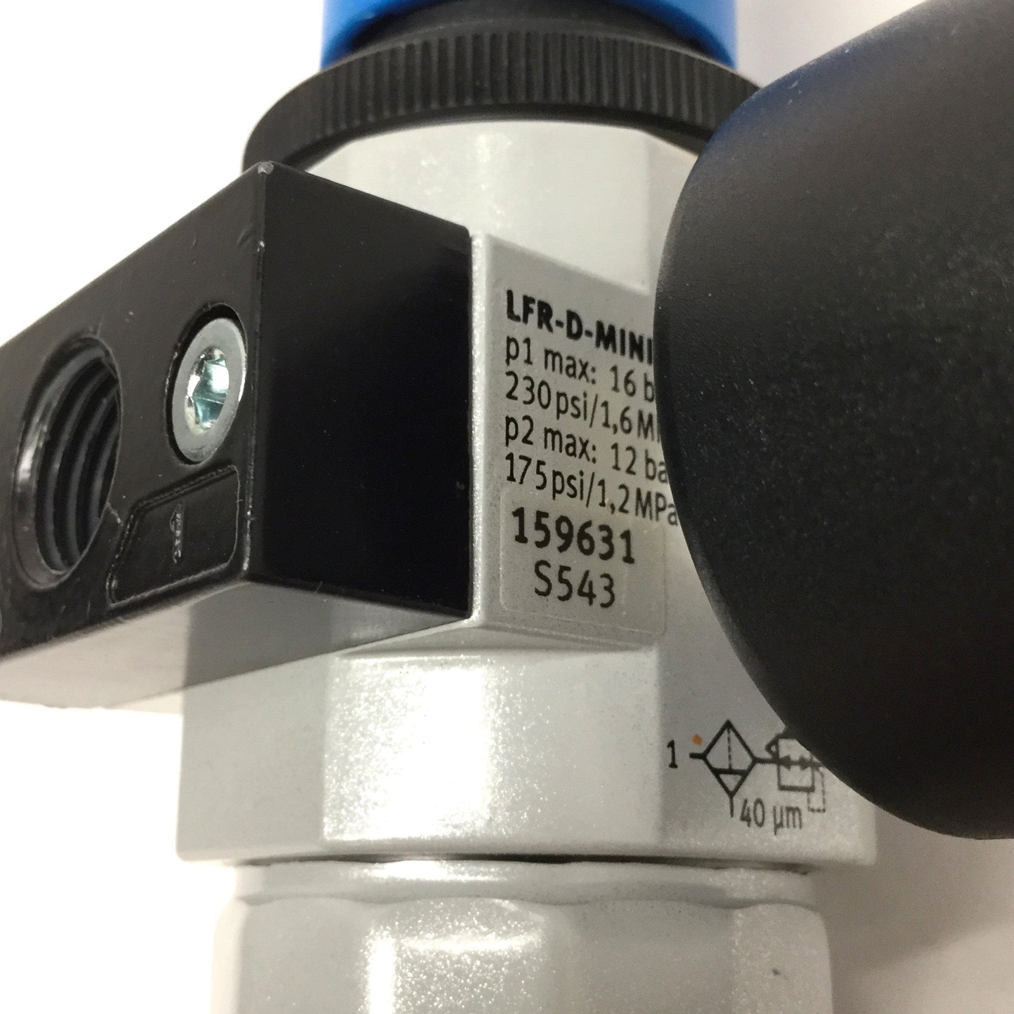 Used Festo LFR-D-MINI 159631 Filter/Regulator 230psi Inlet, 7-175psi Out, G1/4"