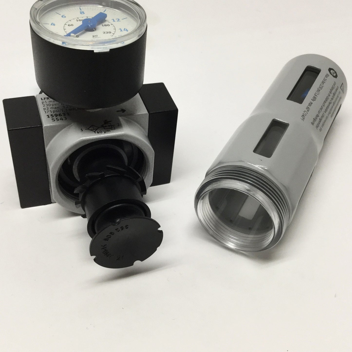 Used Festo LFR-D-MINI 159631 Filter/Regulator 230psi Inlet, 7-175psi Out, G1/4"
