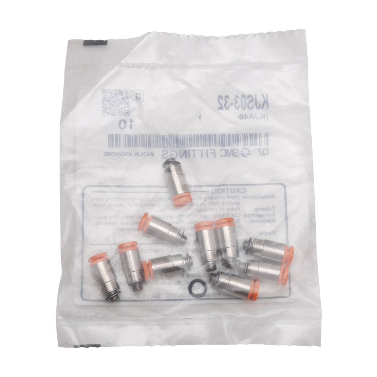 New Lot of 10 SMC KJS03-32 One-Touch Fitting, ø1/8in Tube, 10-32 UNF, -100kPa~1.0MPa