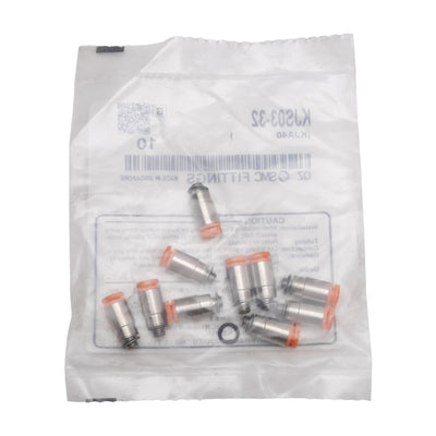 New Lot of 10 SMC KJS03-32 One-Touch Fitting, ø1/8in Tube, 10-32 UNF, -100kPa~1.0MPa