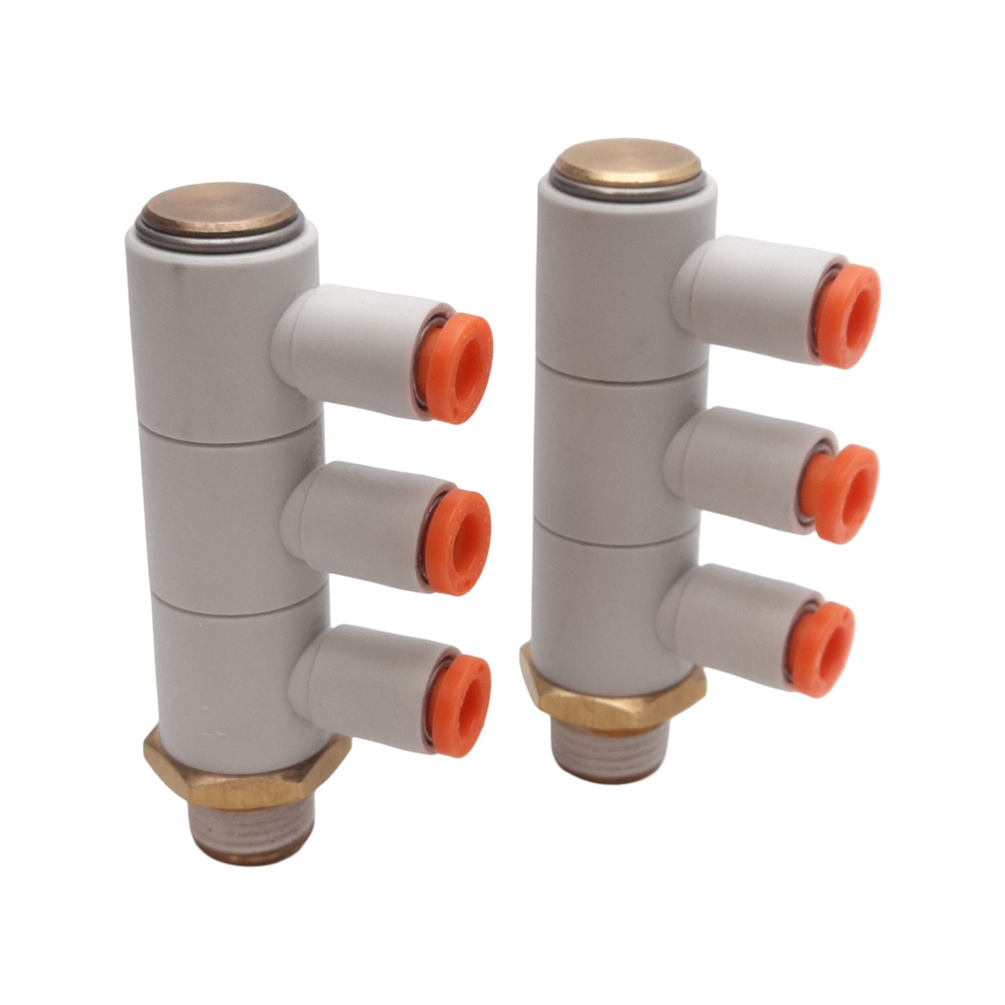 New Lot of 2 SMC KQ2VT03-34AS Triple Male Elbow Fitting ø5/32in One-Touch, NPT 1/8in