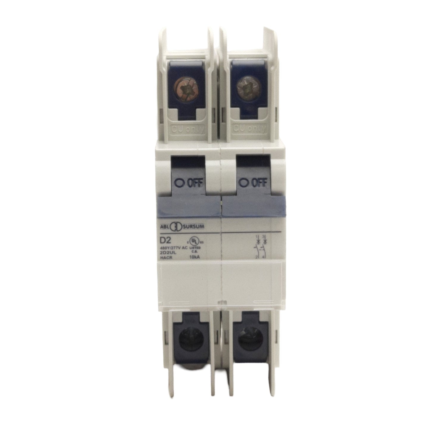 New Altech Corp 2D2UL Circuit Breaker 2-Poles, 2A 480Y/277VAC, DIN Rail Mount