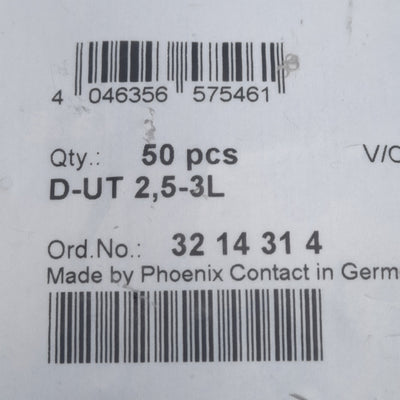 New Lot of 50 Phoenix Contact 3214314 Terminal Block End Cover, 90 x 69.8 x 2.2mm