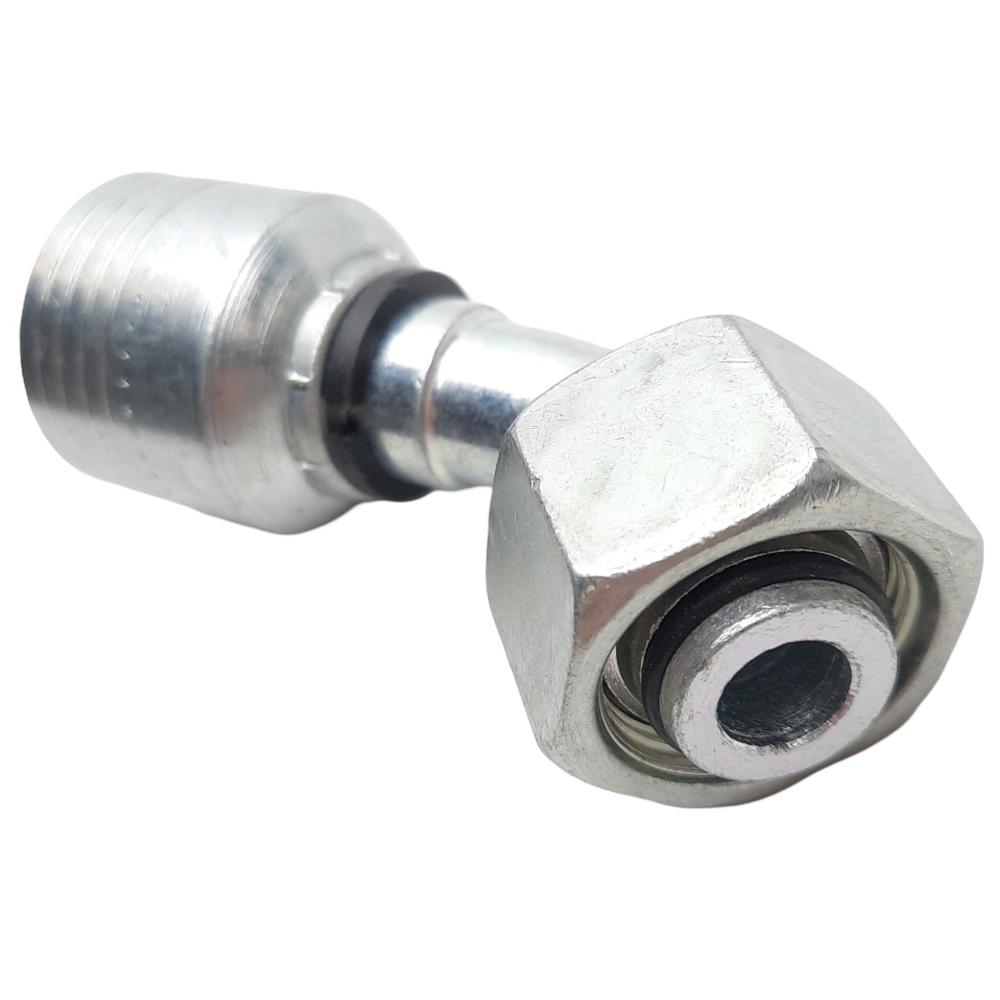New – Open box Danfoss 4S12DSA8 Hose Fitting, 45° Elbow, 24° DKO Swivel LD, M24x1.5, -8 Hose