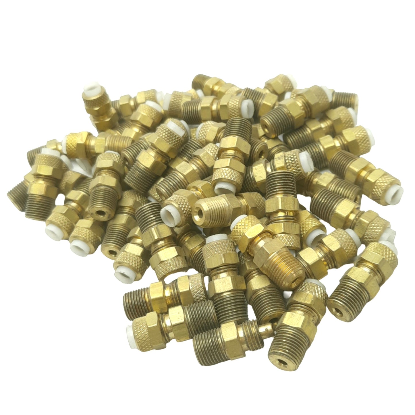 New – Open box Lot of 50 Anderson 268PF-4A Brass Connectors, 1/4 OD Tube to 1/8 NPT, 1.03in