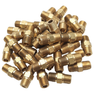 New – Open box Lot of 30 Anderson 122A-A Brass Hex Nipples, 1/8in NPT, 7/16 Hex, 0.91in