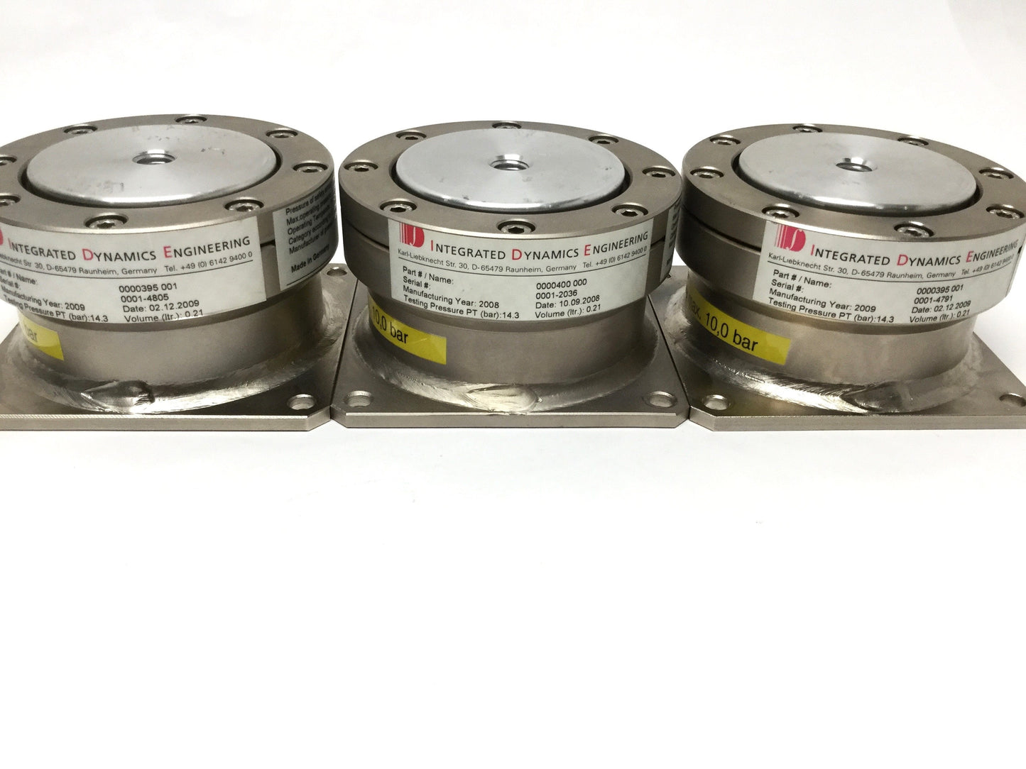 Used Lot of 3 IDE Passive Vibration Isolation Module Leveler Air Mounts, 10bar Max