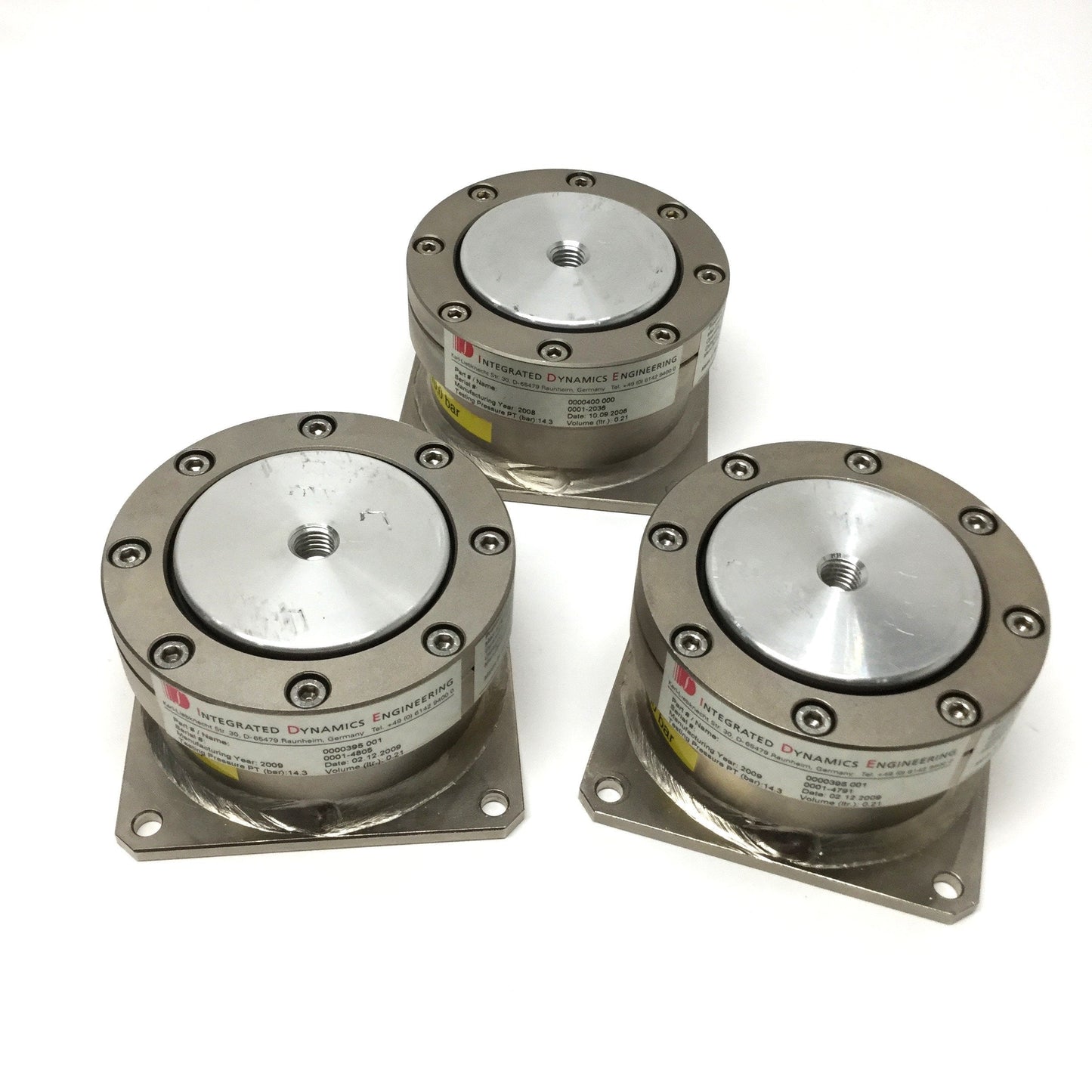 Used Lot of 3 IDE Passive Vibration Isolation Module Leveler Air Mounts, 10bar Max