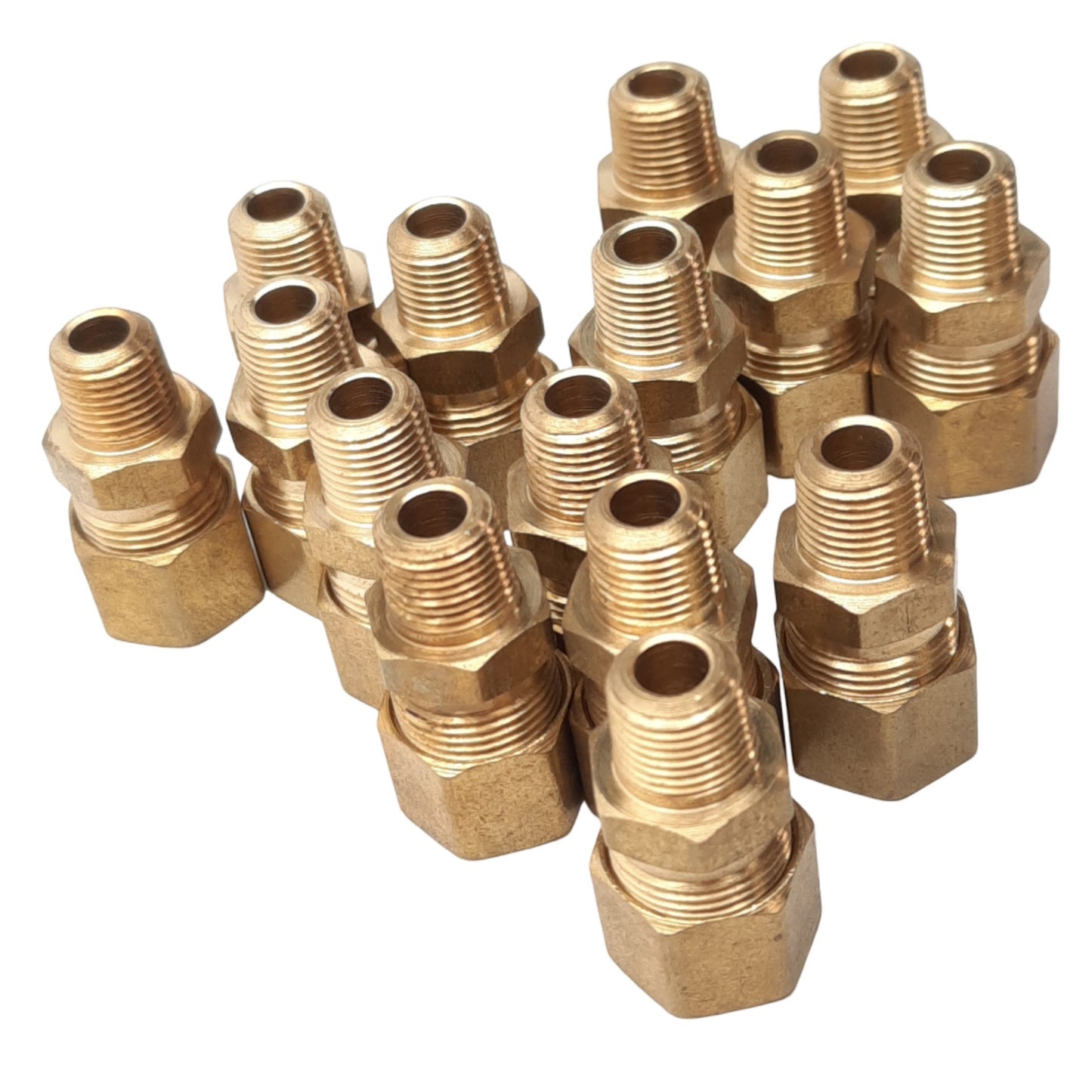 New – Open box Lot of 15 Anderson 68A-6A Brass Connectors, 3/8 OD Tube to 1/8 NPT Male