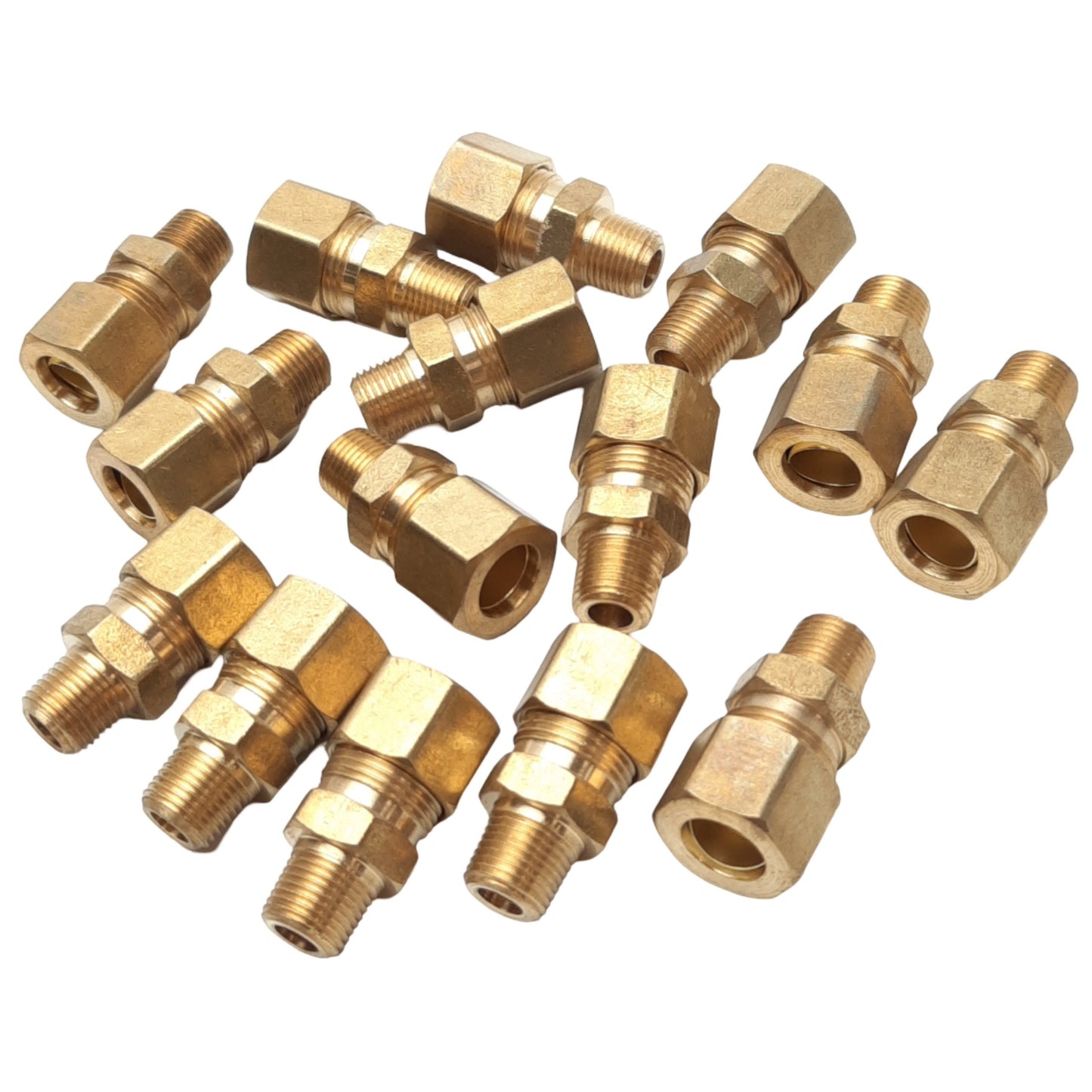 New – Open box Lot of 15 Anderson 68A-6A Brass Connectors, 3/8 OD Tube to 1/8 NPT Male